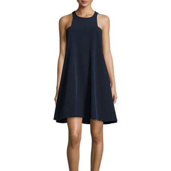 Milly Cady Angular trapeze a-line mini dress navy blue racerback pockets shift 0 - Picture 1 of 6